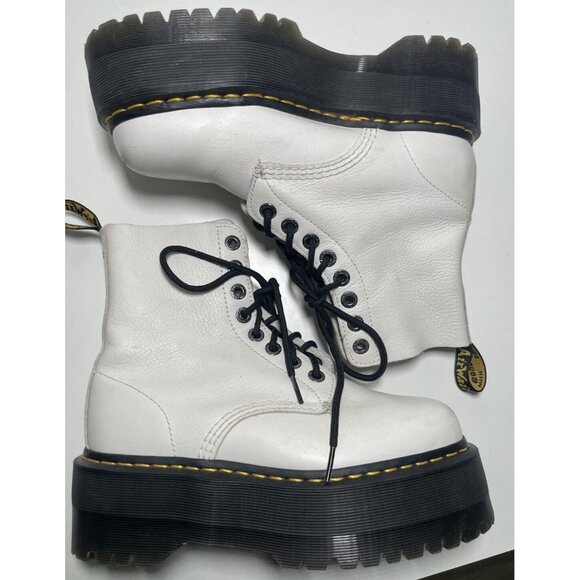 Dr Martens 1460 Pascal Max Platform Leather Boots Women’s US 8 White Combat Lace - Picture 4 of 9